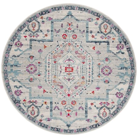 Safavieh Madison 900 Power Loomed Round Area Rug; Light Grey & Fuchsia - 6 ft.-7 in. x 6 ft.-7 in. MAD928R-7R